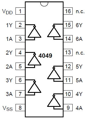 4049 DIP Hex Inverter / Buffer (NOT Gate) - Image 2