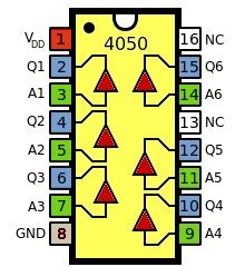 4050 DIP Hex Buffer / Converter (Non-Inverting) - Image 2
