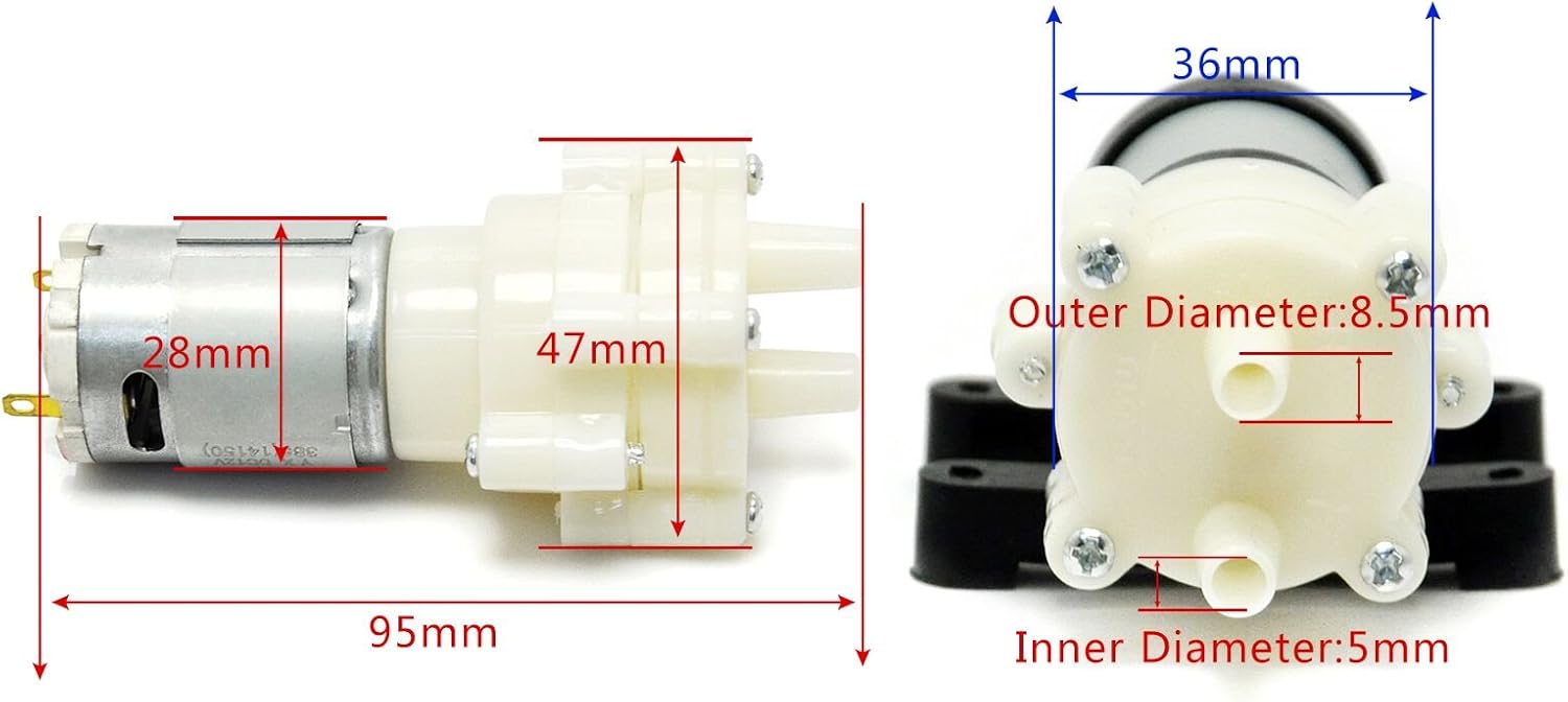 Arduino DC6-12V Mini Aquarium Water Pump R385 – Compact Diaphragm Pump for DIY & Aquariums - Image 6