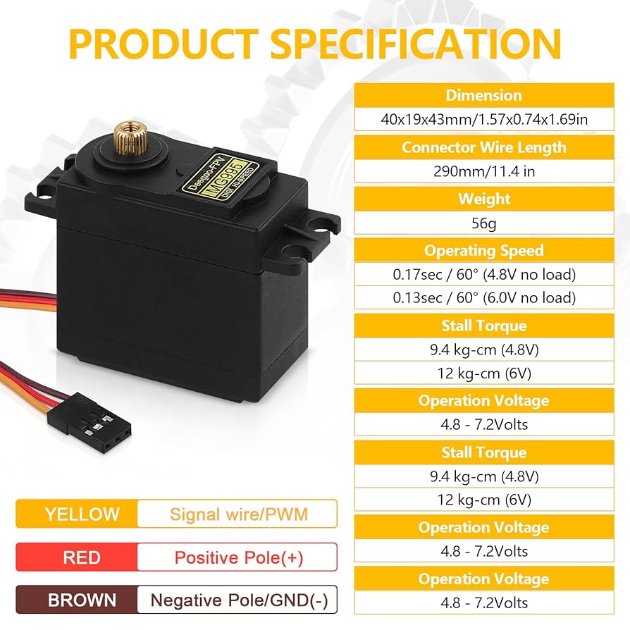 MG995 Servo Motor Tower Pro 360 Degree (Full Metal Gear) - Image 6
