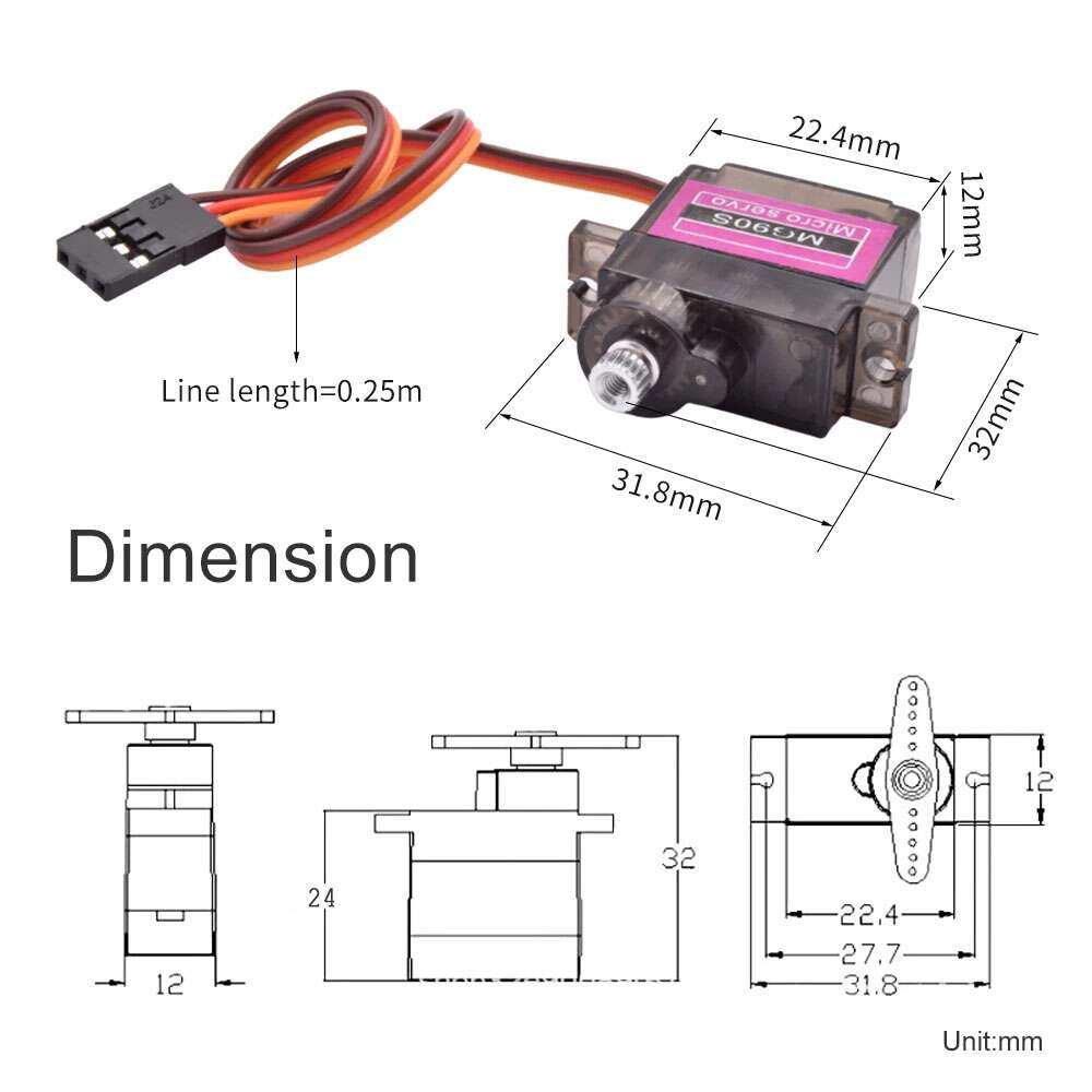 MG90S Micro Servo Full Metal Gear 180 Degree - Image 4