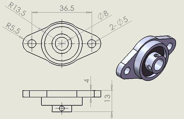 8mm KFL08 Pillow Self-Aligning Flange Bearing - Image 5