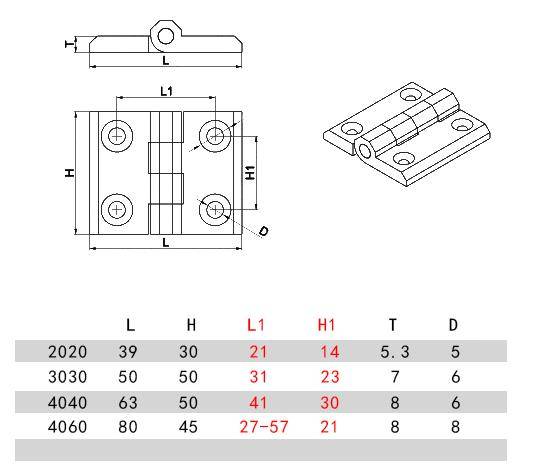 Zinc Alloy Hinge for 3030 Aluminum Profile - Image 9