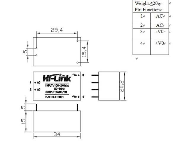 Hi Link AC-DC Module 220Vac to 3.3Vdc "HLK-PM03" - Image 3