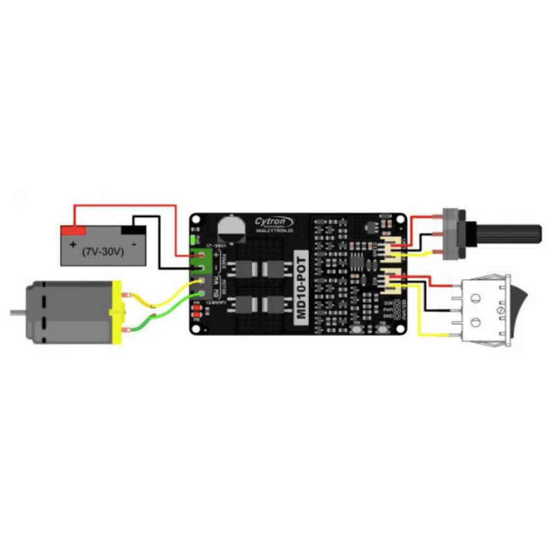 10Amp 7V-30V Potentiometer & Switch Control DC Motor Driver MD10-POT - Image 3