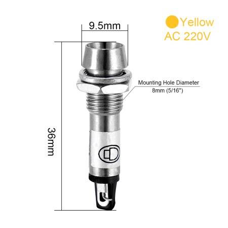 LED 220V Ac Yellow Panel Mounting Metal - Image 2
