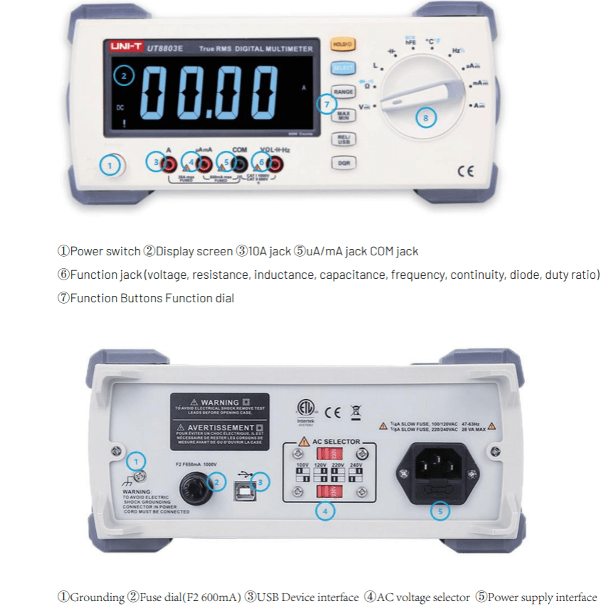 UNI-T UT8803E 3.8 Digit Bench Digital Multimeter - Image 3