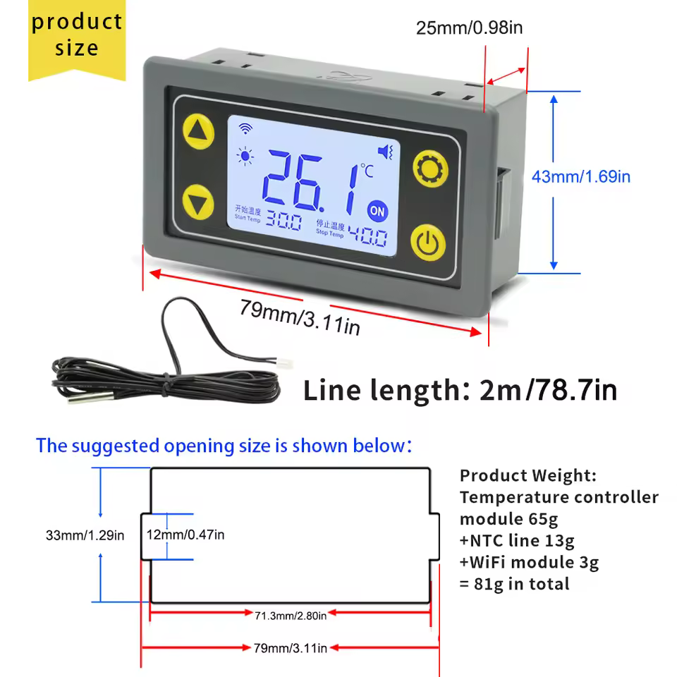 Remote Control Thermostat 6-30V 110-220V Digital Temperature Controller Module without wifi - Image 7